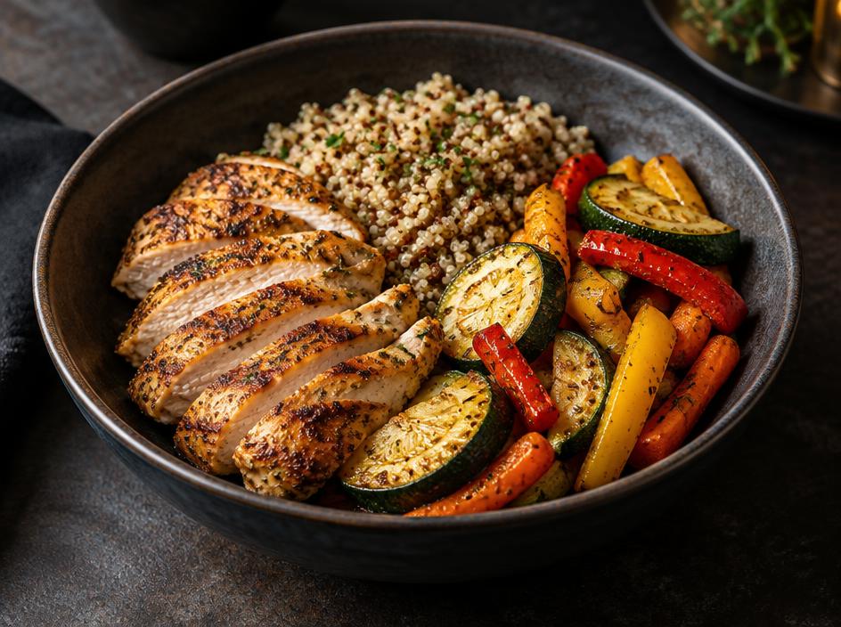 Grilled Chicken Breast with Quinoa & Roasted Vegetables